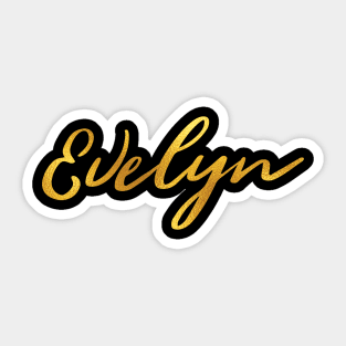 Evelyn Name Hand Lettering in Faux Gold Letters Sticker